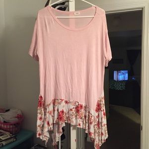 Pink with floral long shirt sleeve shirt